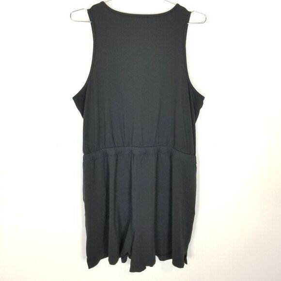 Girlfriend Collective Women Plus Wrap-Effect Playsuit Romper Sz 3XL Black - Picture 4 of 7